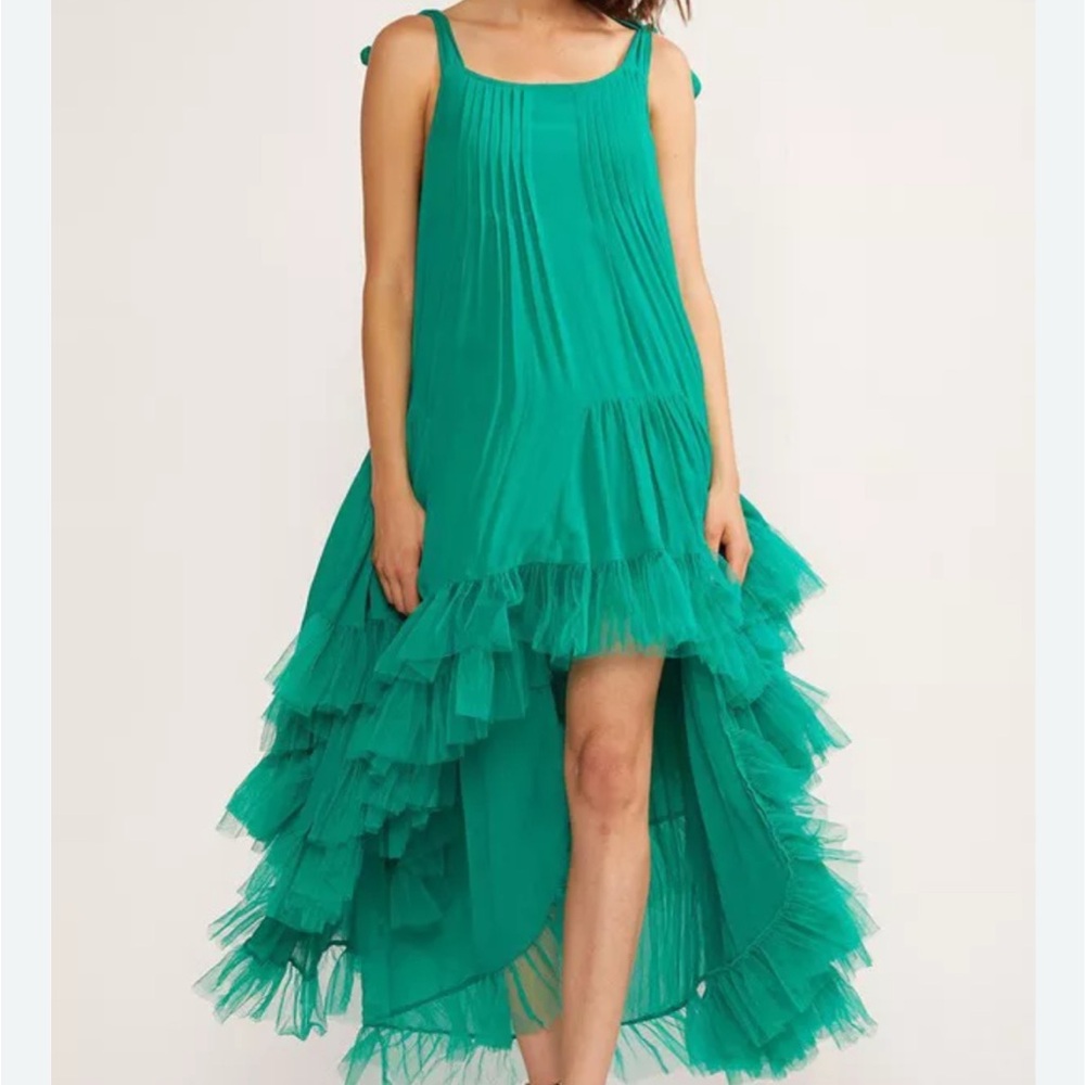 Cynthia Rowley Green Asymmetrical High-Low Sundress